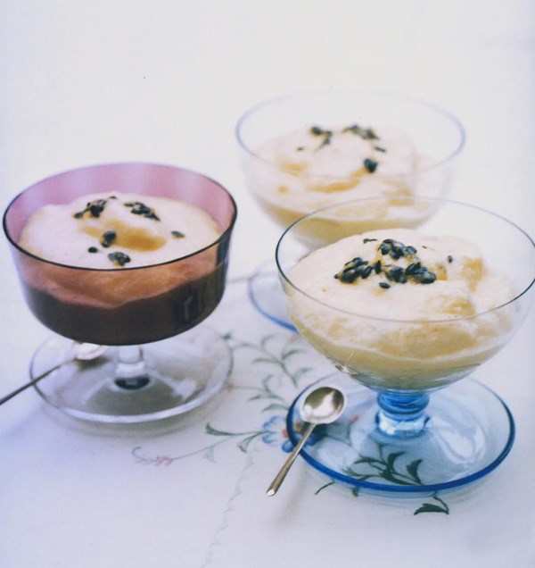 Chilled passionfruit snow