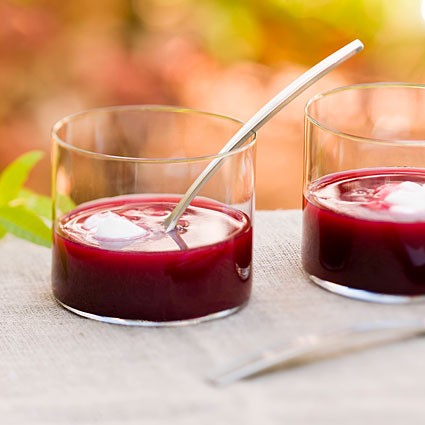 Chilled plum soup with sour cream