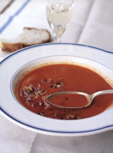 Chilled plum tomato gazpacho, Andalusian style