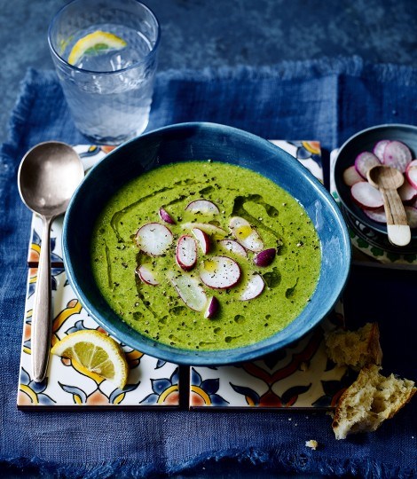 Chilled radish, watercress and tahini yogurt soup