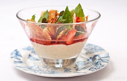 Chilled rice pudding and Sweet Eve strawberries