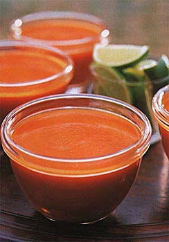 Chilled roasted red pepper soup