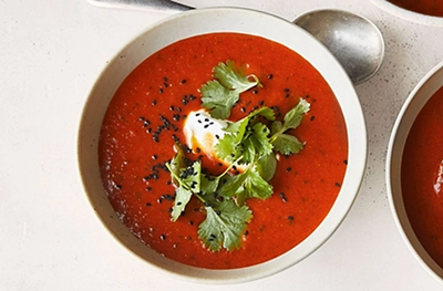 Chilled romano pepper soup