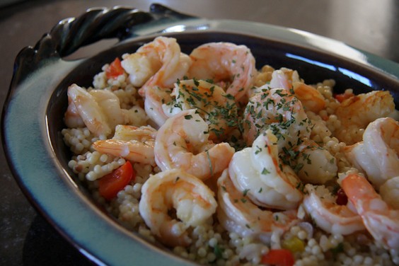 Chilled shrimp and couscous