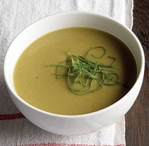 Chilled sorrel, potato, and leek soup