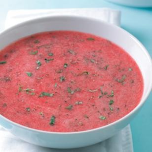Chilled strawberry-rhubarb soup