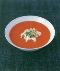Chilled tomato, red pepper and chilli soup
