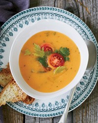Chilled tomato soup with goat-milk yogurt