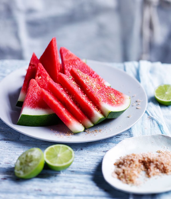 Chilled watermelon wedges with chilli-lime salt