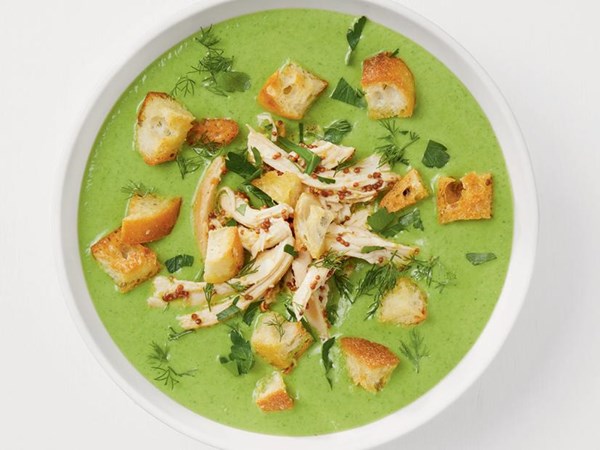 Chilled zucchini soup with chicken 