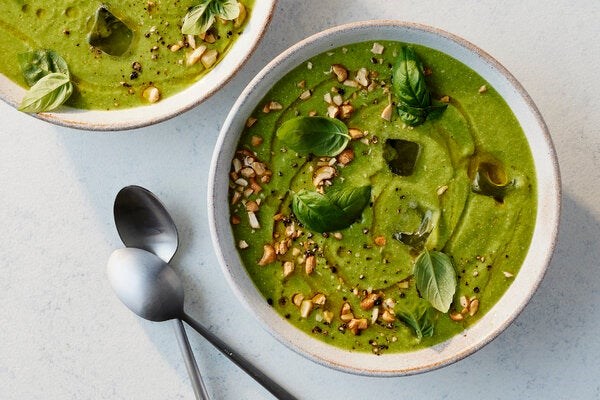 Chilled zucchini soup with lemon and basil recipe