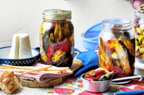 Chilli and lemon-marinated chargrilled vegetables