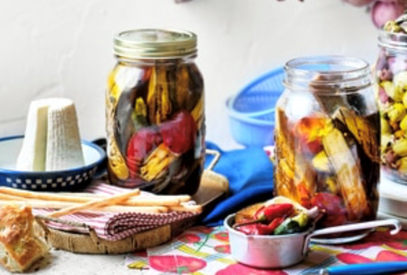 Chilli and lemon-marinated chargrilled vegetables