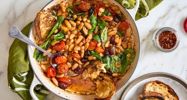 Chilli braised tomatoes and beans