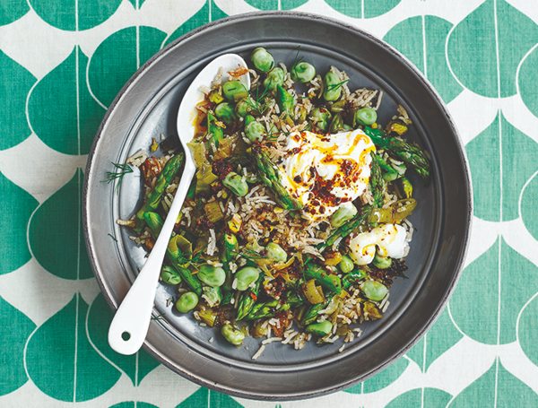 Chilli butter spring green pilaf