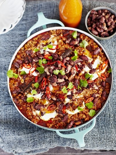 Chilli con carne with popping kidney beans