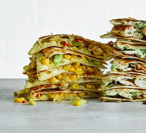 Chilli corn & spring onion quesadilla