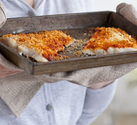 Chilli crusted fish with green beans