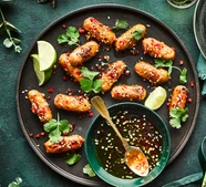Chilli, maple & ginger glazed vegan cocktail sausages