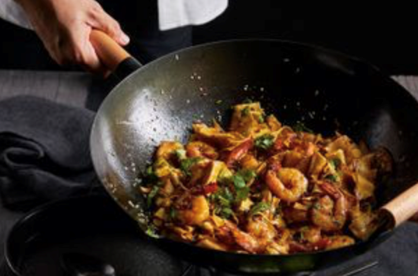 Chilli oil and prawn hand-ripped noodles