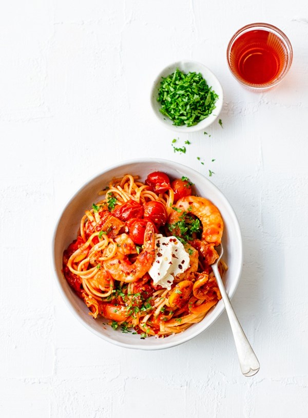 Chilli prawn pasta