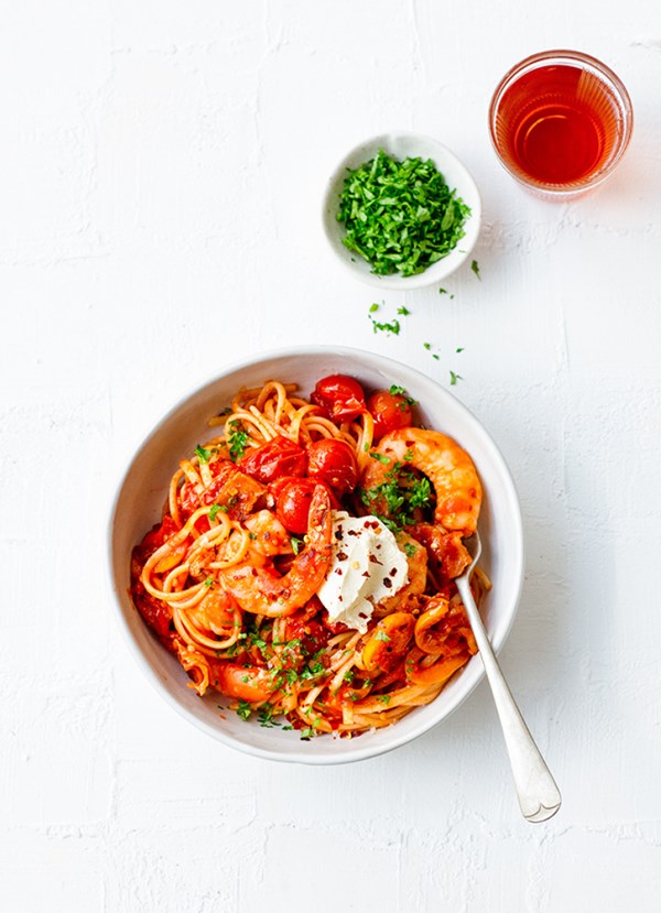 Chilli prawn pasta