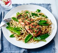 Chilli salmon teriyaki noodles