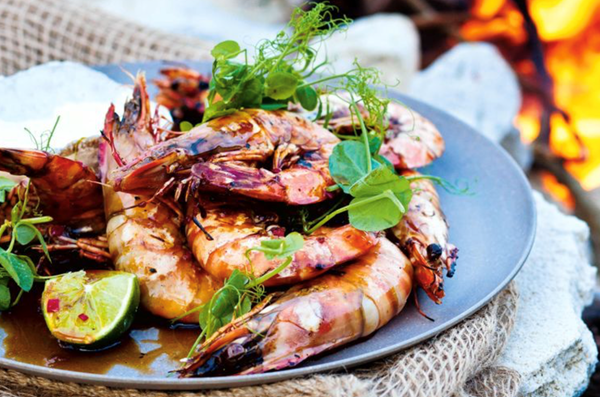 Chilli soy prawns with ponzu aioli