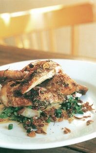 Chilli spatchcock with snake bean salad