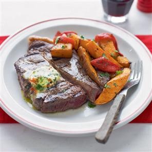 Chilli steak with Cajun vegetables