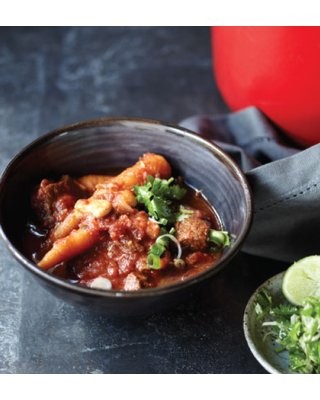 Chillied beef and cashew stew with coriander salsa