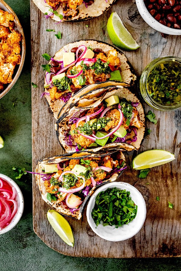 Chimichurri cauliflower tacos