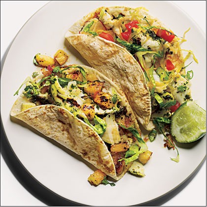 Chimichurri halibut tacos