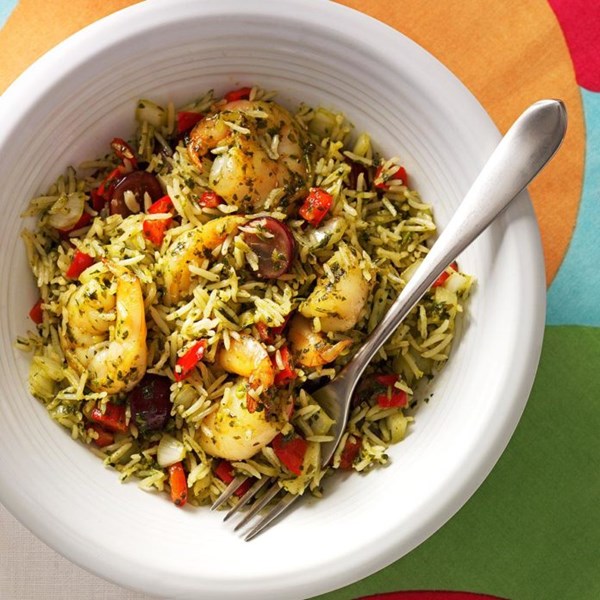 Chimichurri shrimp skillet