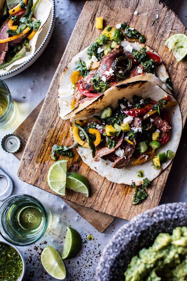 Chimichurri steak fajitas