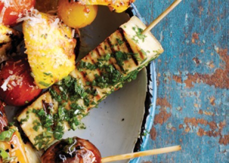 Chimichurri tofu skewers