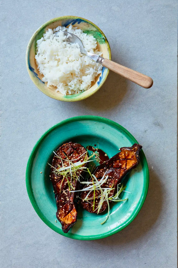 Chinese aubergine and sticky rice