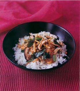 Chinese cabbage, bean, shiitake mushroom and water chestnut stir-fry