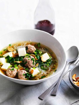 Chinese celery and pork soup with cellophane noodles