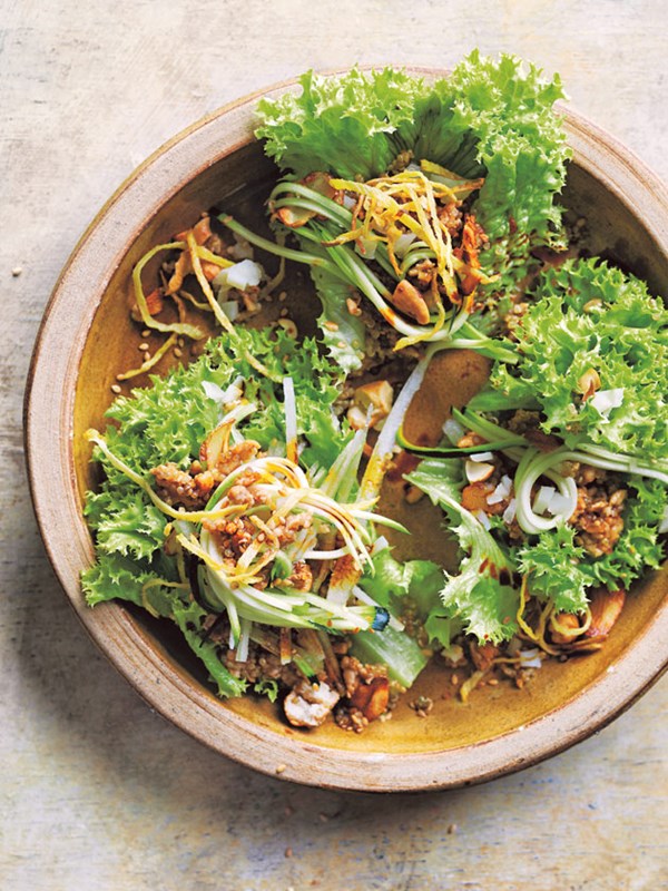 Chinese chicken and quinoa san choy bau