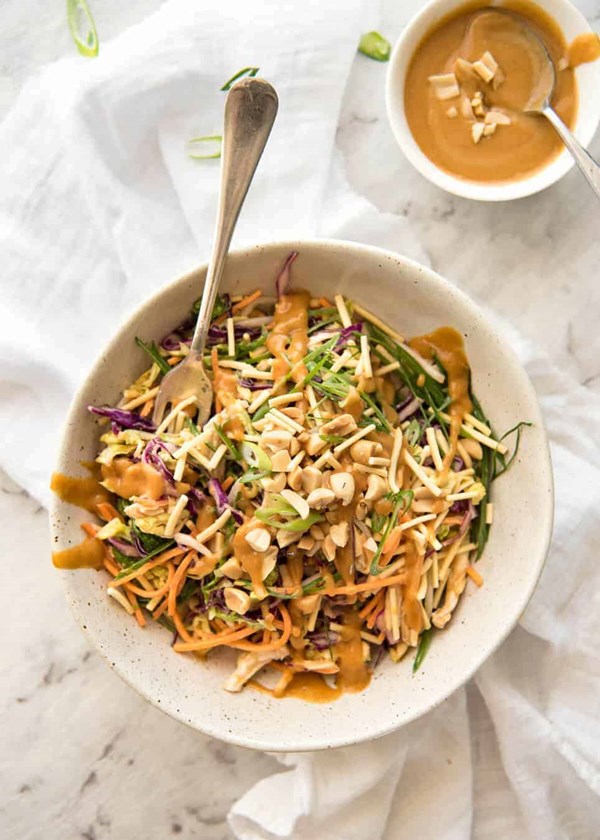 Chinese chicken salad with Asian peanut salad dressing
