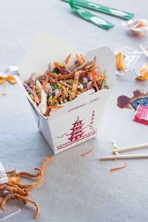 Chinese chicken salad with crispy wonton skins