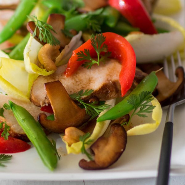 Chinese chicken salad with shiitake mushrooms