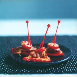 Chinese chorizo, roast sweet pepper and cherry tomato melt