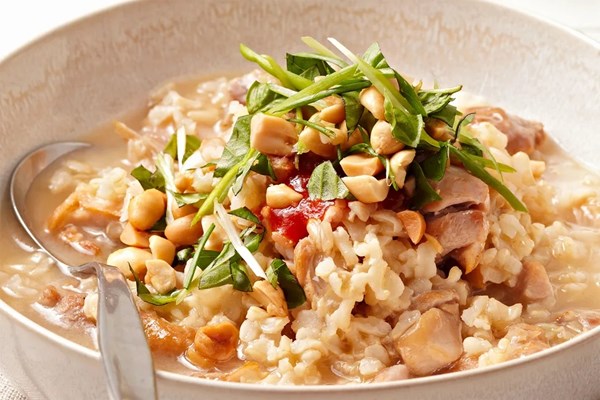 Chinese congee with ginger and chicken