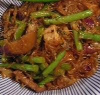 Chinese eggplant & green beans with cellophane noodles