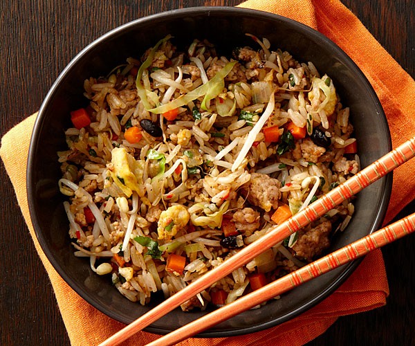 Chinese garlic-black bean pork fried rice