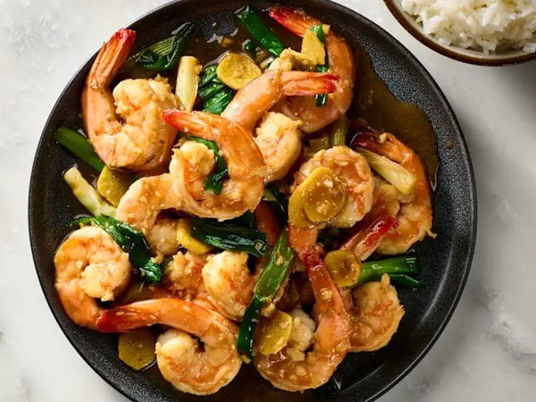 Chinese ginger scallion shrimp