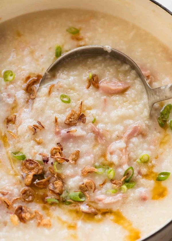Chinese ham bone rice soup (Congee)