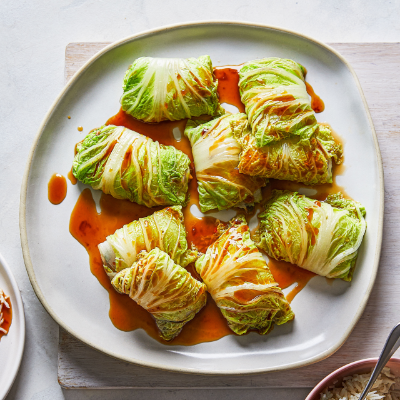 Chinese leaf & mushroom rolls